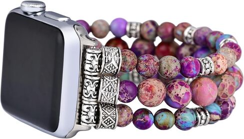 سوار ساعة Boho Jasper مصنوع يدويًا: ساعة ذكية من الحجر الطبيعي البوهيمي، أشرطة قابلة للتمدد متوافقة مع ساعة Apple 38 مم/40 مم/41 مم/42 مم/44 مم/45 مم/49 مم بوهو إمبريال جاسبر حجر الطاقة الطبيعية الأحجار الكريمة iWatch in Saudi Arabia