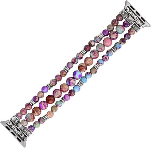 سوار ساعة Boho Jasper مصنوع يدويًا: ساعة ذكية من الحجر الطبيعي البوهيمي، أشرطة قابلة للتمدد متوافقة مع ساعة Apple 38 مم/40 مم/41 مم/42 مم/44 مم/45 مم/49 مم بوهو إمبريال جاسبر حجر الطاقة الطبيعية الأحجار الكريمة iWatch in Saudi Arabia