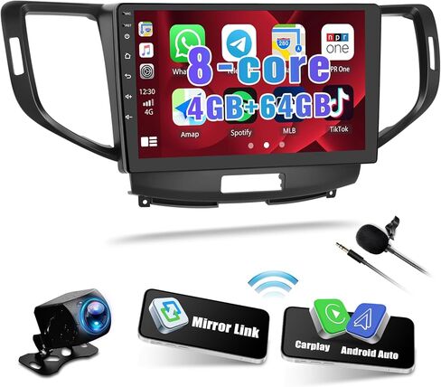 【8-Core 2+64G】 ستيريو سيارة Android 13 لـ Acura TSX 2009-2014/Honda Spirior 2009-2013/Accord 2008-2012 مع Carplay Android Auto Bluetooth Mirror Link DSP GPS WiFi، SWC + ميكروفون الكاميرا الخلفية in Kuwait