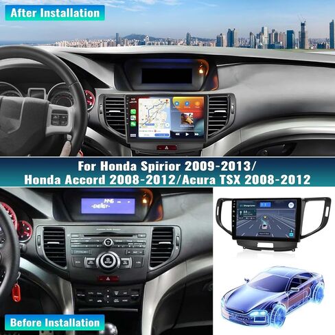 【8-Core 2+64G】 ستيريو سيارة Android 13 لـ Acura TSX 2009-2014/Honda Spirior 2009-2013/Accord 2008-2012 مع Carplay Android Auto Bluetooth Mirror Link DSP GPS WiFi، SWC + ميكروفون الكاميرا الخلفية in Kuwait