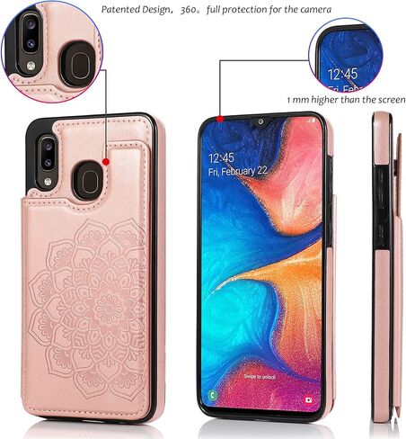 Asuwish Compatible with Samsung Galaxy A11 Case and Tempered Glass Screen Protector Cover Cell Card Holder Slot Kickstand Flip Folio Phone Cases for Glaxay A 11 Gaxaly 11A Samsunga11phone Rose Gold in Saudi Arabia