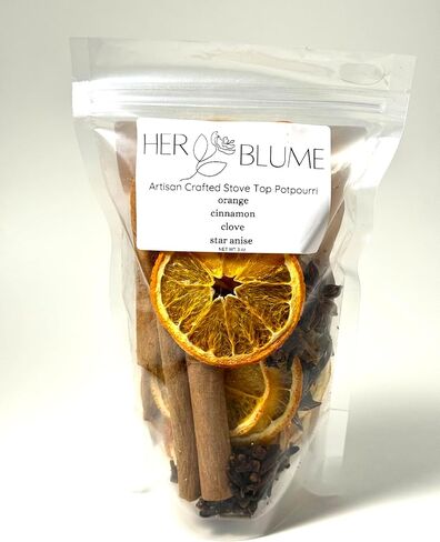 HerBlume 3oz Stovetop Potpourri, Simmer Pot Kit, Non Toxic Aroma, Office Gift, Natural Ingredients, Gift Basket, Natural Aroma, Orange, Rosemary, Allspice, Cinnamon, Glass Stovetop Pot in Saudi Arabia