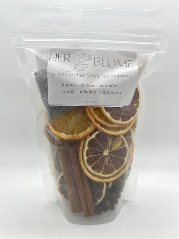 HerBlume 3oz Stovetop Potpourri, Simmer Pot Kit, Non Toxic Aroma, Office Gift, Natural Ingredients, Gift Basket, Natural Aroma, Orange, Rosemary, Allspice, Cinnamon, Glass Stovetop Pot in Saudi Arabia