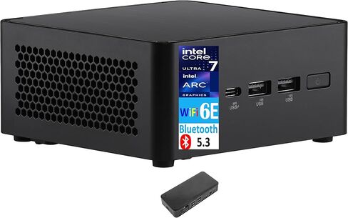 كمبيوتر مكتبي صغير ASUS NUC 14 Pro طويل القامة يعمل بالذكاء الاصطناعي (Intel Ultra 7-155H، Intel Arc، 32GB DDR5، 4TB PCIe SSD، 2 Thunderbolt 4، WiFi 6E، Bluetooth 5.3، 120W PSU، RJ-45، 2 HDMI، Win 11 Home) مع قاعدة توصيل USB-C in Saudi Arabia