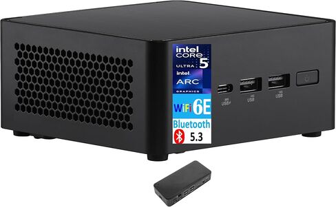 ASUS NUC 14 Pro Slim AI Powered Mini Desktop (Intel Ultra 5-125H، Intel Arc Shared، 64 جيجابايت DDR5، 4 تيرابايت PCIe SSD، 2 Thunderbolt 4، WiFi 6E، بلوتوث 5.3، 120 واط PSU، RJ-45، 2 HDMI، Win 11 Pro ) مع قاعدة توصيل USB-C in Saudi Arabia