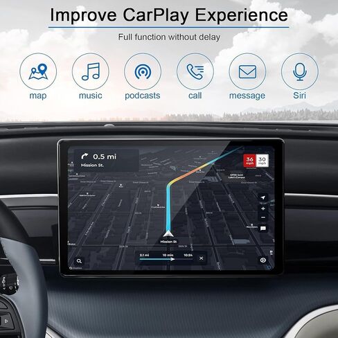 محول Carplay اللاسلكي، يحول محول carplay السلكي إلى لاسلكي لأجهزة iPhone، قابس التحكم اللاسلكي وتشغيل Carplay للسيارات من 2017 ولهاتف Apple iPhone iOS 10+ in Kuwait