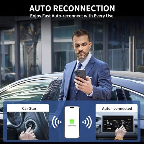 محول Carplay اللاسلكي، يحول محول carplay السلكي إلى لاسلكي لأجهزة iPhone، قابس التحكم اللاسلكي وتشغيل Carplay للسيارات من 2017 ولهاتف Apple iPhone iOS 10+ in Kuwait