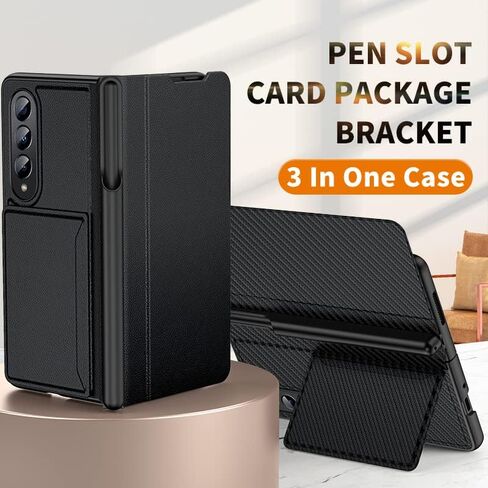 Wallet Case for Samsung Galaxy Z Fold 3 with S Pen Holder and Kickstand, Artificial Leather Fully Wrapped Noble and Elegant Fully Protected Hard Case (Brown) in Saudi Arabia