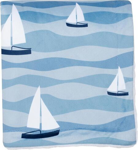 بطانية أطفال من الصوف المطبوع باللون الأبيض/الأزرق بتصميم Lambs & Ivy Playful Elephant in Kuwait