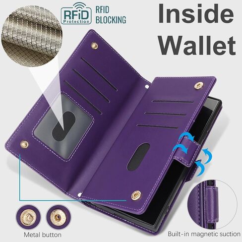 Jaorty for Samsung Galaxy S23 Ultra 5G Phone Case with Card Holder,Galaxy S23 Ultra 5G Case Wallet for Women Men with 360 Rotation Ring Kickstand, Leather Zipper Wallet Case,6.8",Black Leopard in Kuwait