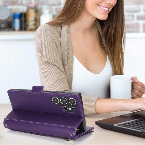 Jaorty for Samsung Galaxy S23 Ultra 5G Phone Case with Card Holder,Galaxy S23 Ultra 5G Case Wallet for Women Men with 360 Rotation Ring Kickstand, Leather Zipper Wallet Case,6.8",Black Leopard in Kuwait