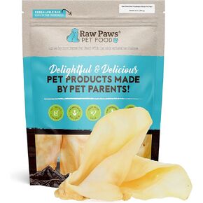 Raw Paws Cow Ears for Dogs - Large, 5-ct - Beef Ears Packed in USA, Thick Dog Cow Ears for Puppies & Dogs, Real Natural Cows Ears from Free Range, Cattle - No Added Hormones, Jumbo Cow Ears Dog Treats