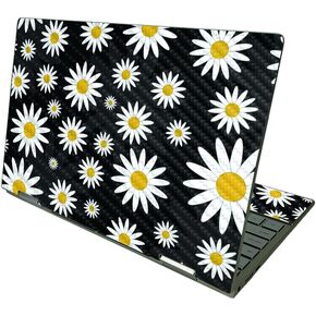 MightySkins Carbon Fiber Skin Compatible with HP Envy x360 13" (2021) - Daisies | Protective, Durable, and Unique Vinyl Decal wrap Cover | Easy to Apply and Change Styles | Made in The USA