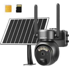 No WiFi Security Camera No Internet Needed, 4G LTE Cellular Security Camera, Outdoor Camera Wireless Solar Powered, Human Motion Sensor, 360 PTZ, 2K Color Night Vision, 2-Way Talk, IP66
