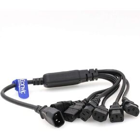 Eonvic IEC 320 C14 to 6 x C13 Y Splitter Power Cord, 10A, 250V, IEC Male to 6 Female Cable