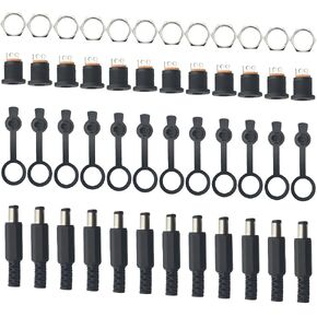 WMYCONGCONG 60 PCS 2.1mm DC Jack 5.5 x 2.1mm DC Power Jack Socket 3 Pin Female Panel Mount Connector with Dust Cover + DC Male Power Plug Solder Power Jack Adapter