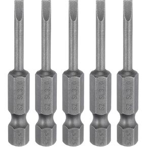 HARFINGTON 5pcs SL6 Magnetic SLotted Screwdriver Bits 6mm S2 Steel Flat Head Screwdriver Bit 1/4" Hex Shank Industrial Grade Screw Driver Drill Bits 50mm (2") Long for Screws