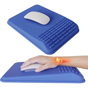 MEKASS Mouse Pad with Wrist Rest, Ergonomic Slope Mousepad for Carpal Tunnel Pain Relief, Memory Foam Desk Computer Wrist Support Mouse Pad with Non-Slip PU Base for Office Home (Klein Blue)