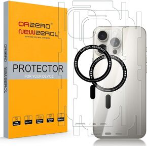 واقي شاشة خلفي Orzero (عبوة من قطعتين) متوافق مع هاتف iPhone 16 Pro Max مقاس 6.9 بوصة، مغناطيسي قوي يناسب MagSafe وطبقة خلفية شفافة TPH وليس زجاج مضاد للخدش in Kuwait