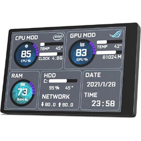3.5" Sensor Panel PC Temperature Display,Computer Temp Monitor, PC Accessories,Type-C Interface,Mini Computer Secondary Screen Monitoring CPU,RAM,GPU,SSD Performance and So On