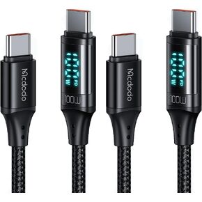 mcdodo [2 Pack USB C to USB C, Cable 5A PD100W Cord LED Display QC5 Super Fast Charging Type-C 480Mbps Data Compatible with Phone 15/15 Pro Max/Pad MacB Pro Air Thunderbolt Samsung Galaxy PS5