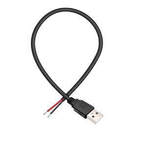 18AWG Single USB Pigtail 2 Wire,0.3M/1FT 5V 7A USB 2.0 Male Plug 2pin Bare Wire Replacement USB End for USB A Connector DIY Power Breakout Cable