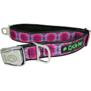 Purple Kaleidoscope Bottle Opener Dog Collar (Large, 17"-27") - No Stink Sustainable Collar Strong Latch-Lock Metal Buckle/Separate ID Tag Spot/Made With Durable Recycled Material