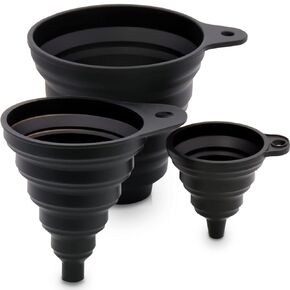 3 Sizes of Kitchen Funnel Set, Food Grade Funnels for Filling Bottles, Premium Silicone Collapsible Funnel for Transferring Liquid, Powder Transfer, Large Wide Mouth Canning Funnel, Small Funnel