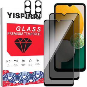 2+2 Privacy Screen Protector for Samsung Galaxy A13 4G/5G (2 Pack) Front Private Tempered Glass Screen Protector +(2 Pack) Camera Lens Protector, Anti-Scratch, [Anti-Spy] - Black