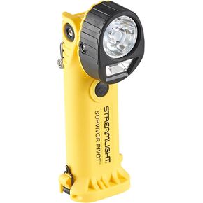 Streamlight 91814 Survivor Pivot USB 325-Lumen Right Angle Articulating Dual Beam Rechargeable Flashlight with Clip, Yellow