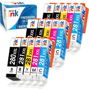 15 Pack 280XXL 281XXL Ink Cartridges Replacement for Canon Ink 280 and 281 Cartridges Compatible with Canon TR8620a Ink Cartridges TR8520 TR8620 TR8600 TR7520 TS6120 TS6220 TS9120 TS6320 Printer
