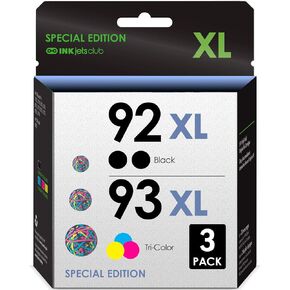 Compatible Ink Cartridge Replacement for HP 92 and 93. Works with PhotoSmart C6100 C4100 C3175 C3180 C4180 C4188 C3183 C3188 C3190 C4110 C4140 Printers. 3 Pack (Black, Tri-Color)