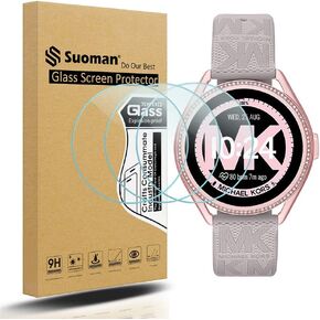 Suoman 3-Pack for Michael Kors Women's MKGO Gen 5E 43mm Screen Protector Tempered Glass for MK MKGO Gen 5E 43mm [2.5D 9H Hardness] [Anti-Scratch]
