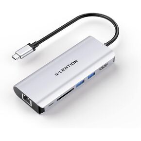 LENTION USB C Hub with 4K HDMI, SD Card Reader, 2 USB 3.0, Type C Charging & Ethernet Compatible MacBook Pro, New Mac Air/Surface, More, (CB-C68, Silver)