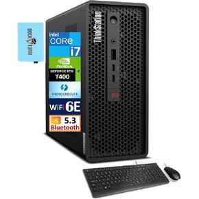 Lenovo ThinkStation P3 Ultra Small Form Factor Workstation Mini Desktop (Intel i7-13700, T400 4GB, 16GB DDR5, 2x2TB SSD R0 (4TB), 2 Thunderbolt 4, WiFi 6E, Win 11 Pro) w/DKZ USB Port Expander