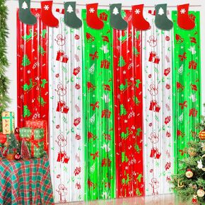 Halloween Party Foil Fringe Curtains,Halloween Decorations 3 Packs Of 3.3x6.6 Ft Orange Purple Black Tinsel Photo Booth Prop, Foil Curtain Halloween Photo Backdrop for Halloween Party Supplies