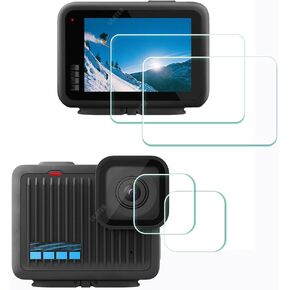 Screen Protector for GoPro Hero Compact Camera + lens protector [2+2 Pack], 9H Hardness Tempered Glass,Anti-Scrach Anti-Bubble