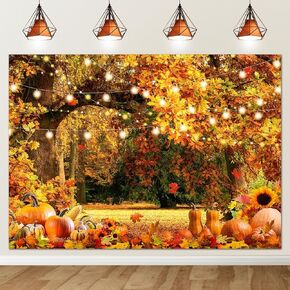 Avezano Fall Backdrop for Photography Forest Maple Leaves Scenery Thanksgiving Day Photo Background Kids Children Portrait Photo Booth Props (7x5ft)