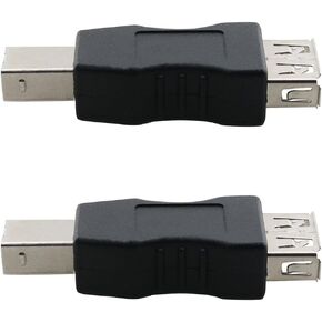 RLECS 2PCS USB 2.0 AF/BM Adapter 2PCS Type A Female to USB B Print Male Adapter Converter, Supports Data Transfer and Charging