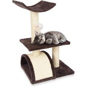Cat Tree Tower with Cat Scratching Post for Indoor Cats,Activity Centre Climbing Tree Cat Furniture with Playful Toy Balls,Grey