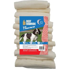 American Made Treat Co - Dog Treats, All Natural Flavor Beef Rawhide Chip Rolls, Puppies to Seniors, Dental Dog Bone Alternative - 5" - 50 Pack