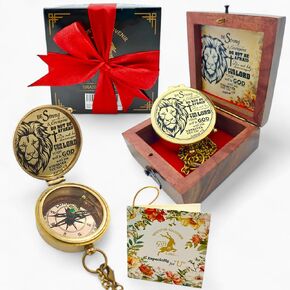 Be Strong and Courageous Brass Compass Engraved with Religious Scripture Verse - Ideal Gift for Son, Grandson, Daughter - Perfect for Baptism, Communion, Church and Graduation Day Present