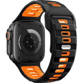 KingofKings Sport Silicone Band Compatible with Apple Watch Ultra 2/Ultra Bands for Men, 49mm 46mm 45mm 44mm 42mm(Series 3 2 1) Waterproof Wristband Strap for iWatch Series 10 9 SE 8 7 6 5 4 3 2 1
