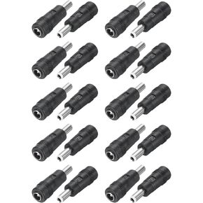 uxcell DC Power Connector Adapter, 20 Pack 5.5x2.1mm Female Jack to 5.5x2.5mm Male Plug Universal Barrel Connector for Laptop Router