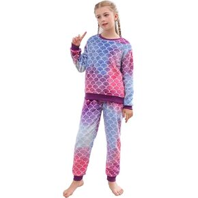 V.&GRIN Boys Girls Fleece Pajamas, Soft Cozy Pullover Sweatshirt Pants Set for Kids 7-16 Years