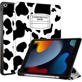 TopPerfekt Case for iPad 9th / 8th / 7th Generation 2021/2020 / 2019 10.2 Inch - TPU Shockproof Frame and Protective Leather Cover [Built-in Pencil Holder, Auto Sleep/Wake] Pink Cow