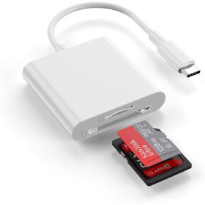 USB C SD Card Reader for iPhone 16 15,USB Type C Dual Card Slots High-Speed Trail Camera Viewer Memory Card Reader for iPhone 16 15 Pro Max 15 Plus/iPad Pro/MacBook Pro/Air Laptop Android-Plug & Play