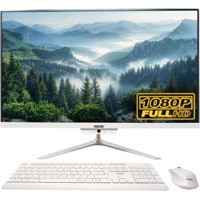 23.8" Full HD All-in-One Desktop Computer - Windows 11, N100 Quad-Core CPU, 8GB RAM, 256GB SSD, Dual-Band WiFi, HDMI, USB 3.0, FHD IPS Display - AIO PC with Wireless Keyboard, Mouse, 2MP Camera