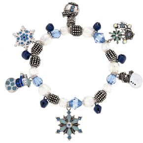 Madison Tyler Christmas Charms Bracelet | Colorful Beaded Charm Snowflakes Snowman Glitter Beads Bracelet | Novelty Xmas Holiday Gifts for Women Girls and Kids