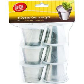 Tablecraft 2.5 oz Dipping Cups with Lids, 2.5-Ounce , 6 Pack, Silver